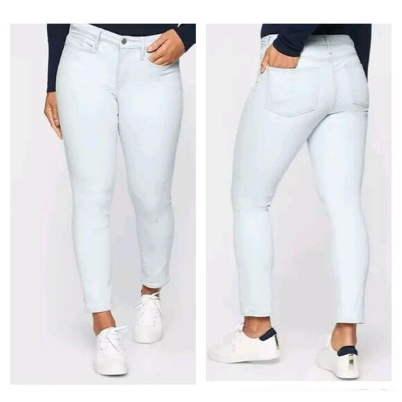 athleta sculptek skinny jeans frayed hems mid rise biscayne light wash size 6 - Picture 1 of 12